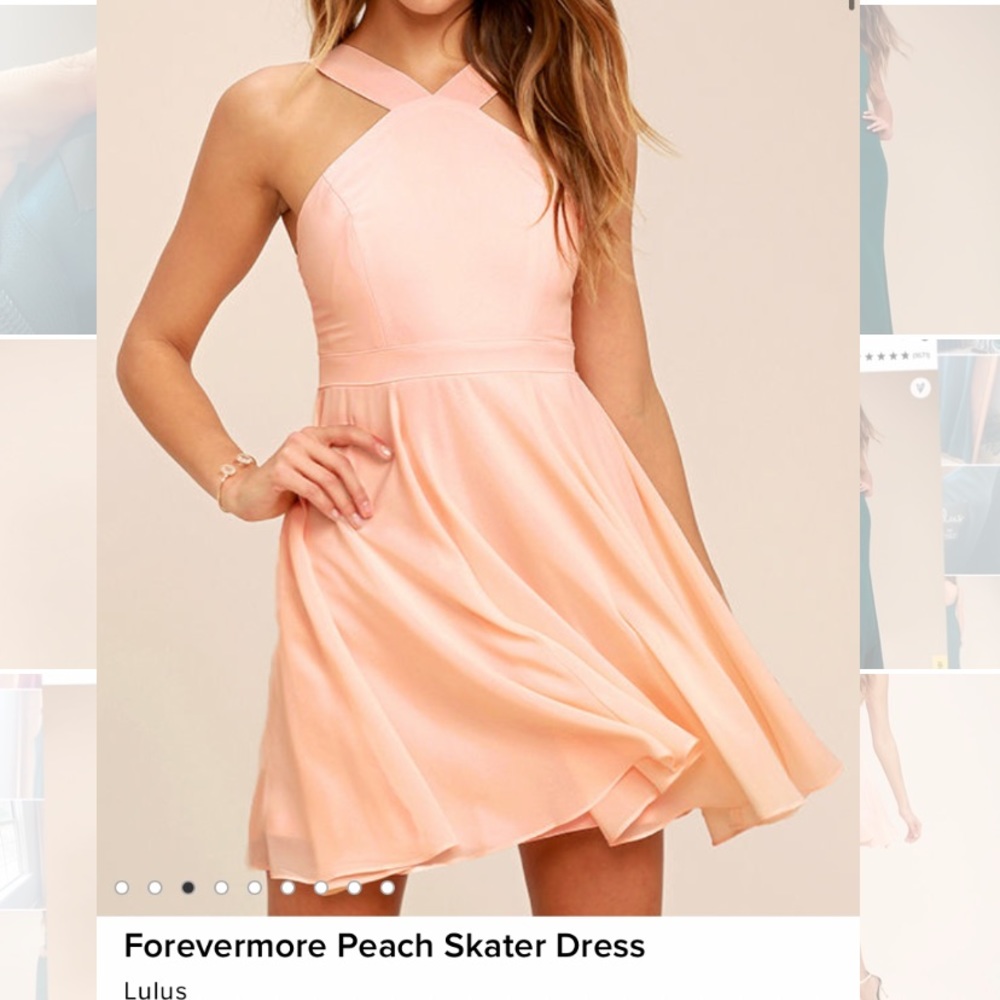 Lulu’s forevermore peach pink skater dress medium